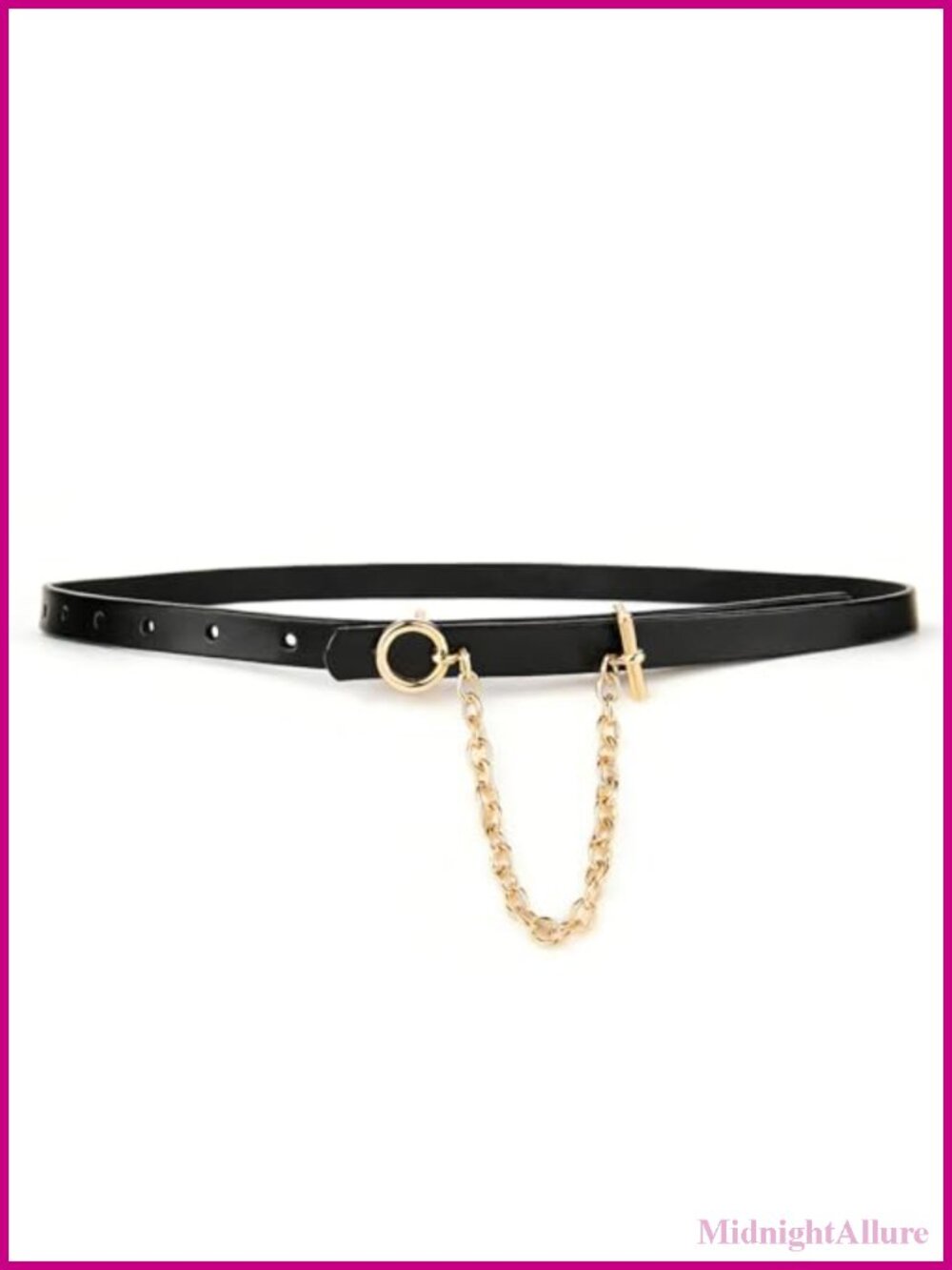 Skinny Cowhide Split Leather Belt Chain Gold Metal Buckle Adjustable